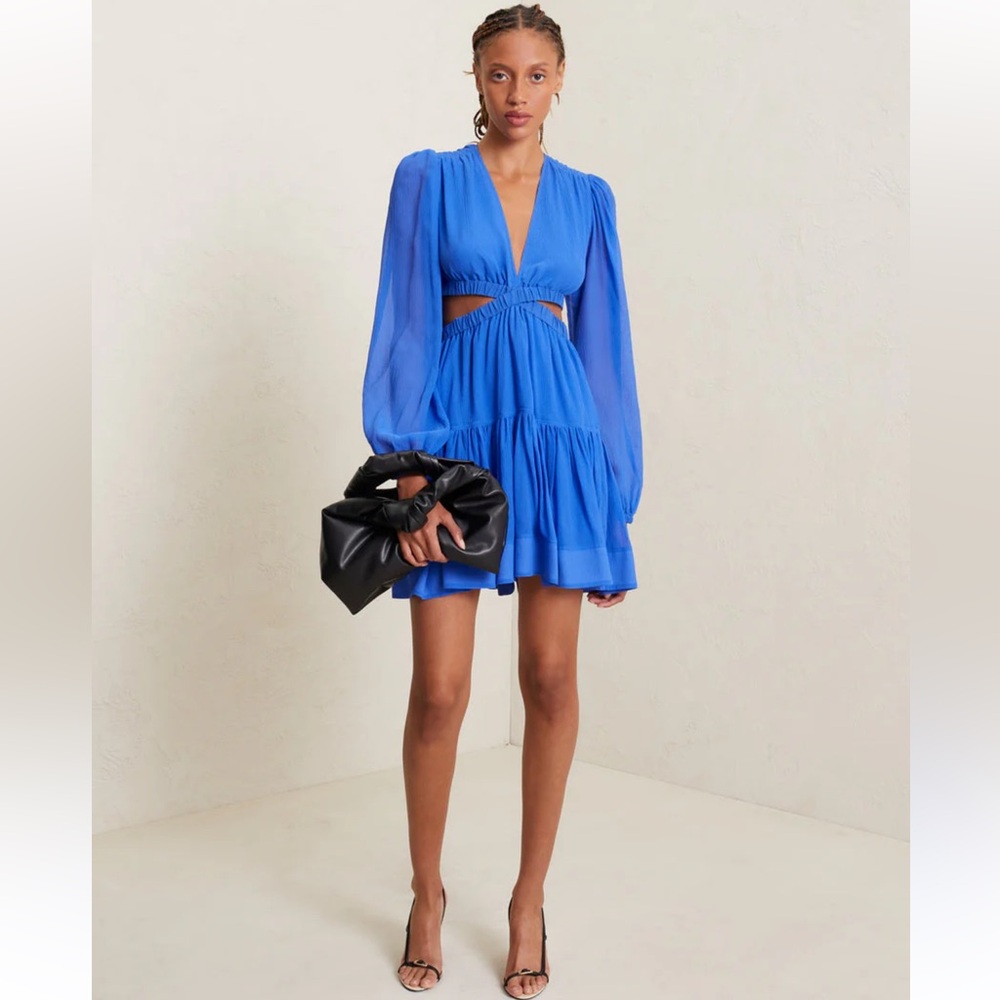 ALC Blue Izzy Cutout Silk Dress